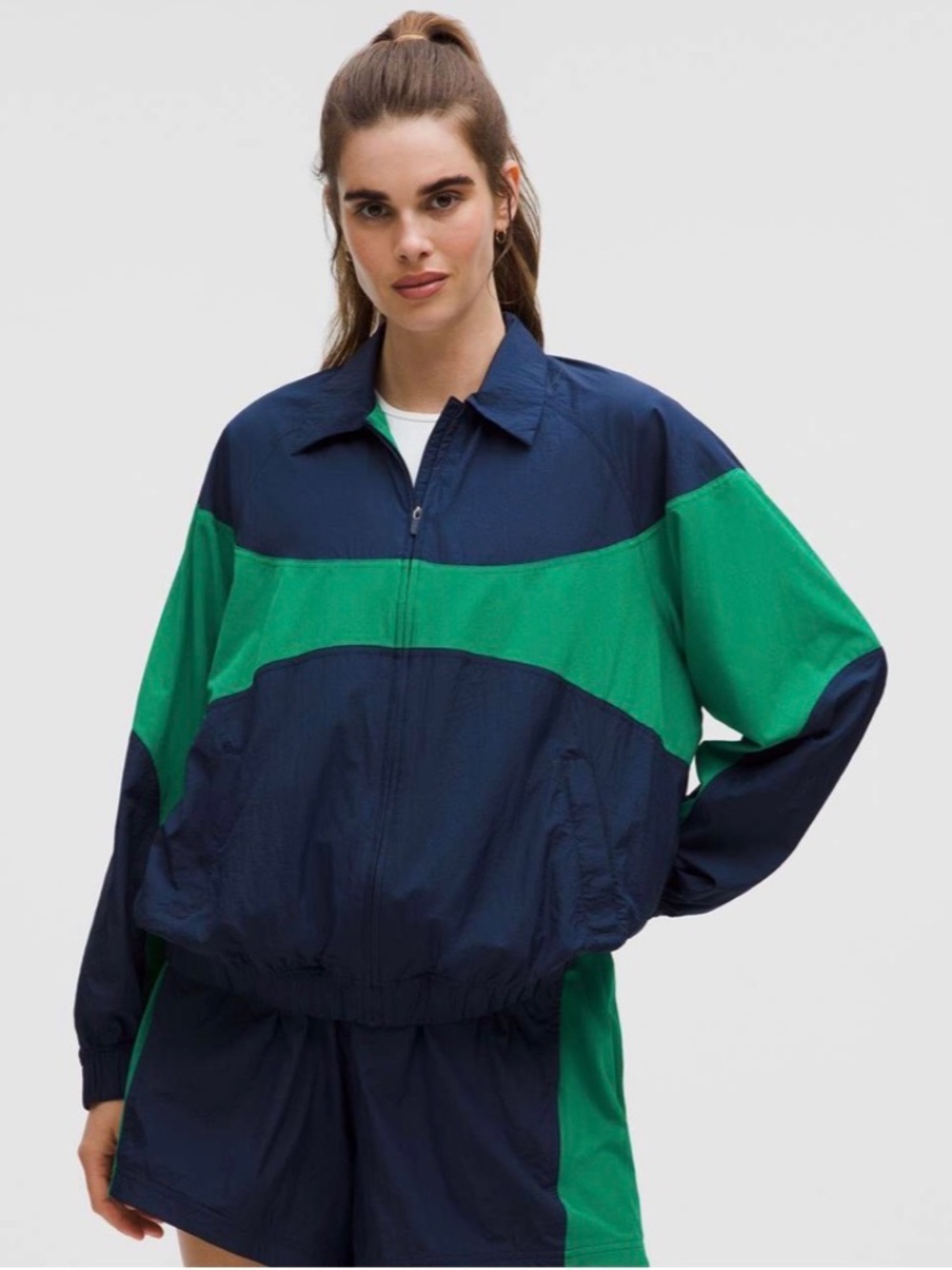 Lululemon Nylon Collared Jacket *Retro Remix Set Club Blue / Raceway Green